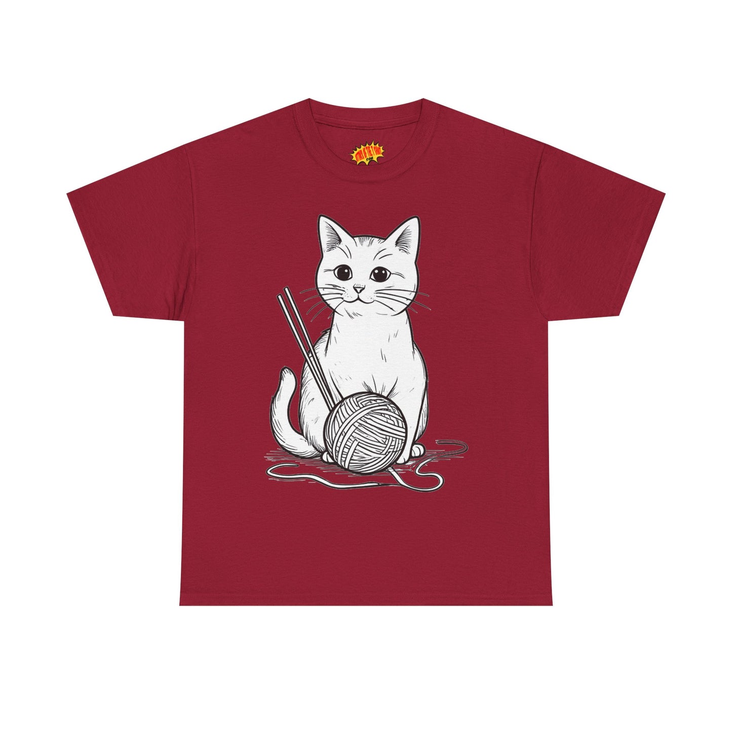 White Cat w/Yarn Ball Art Tee Shirt *Multiple Colors*