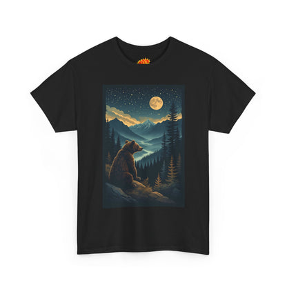 Sitting Grizzly Bear Full Moon Scene T-Shirt