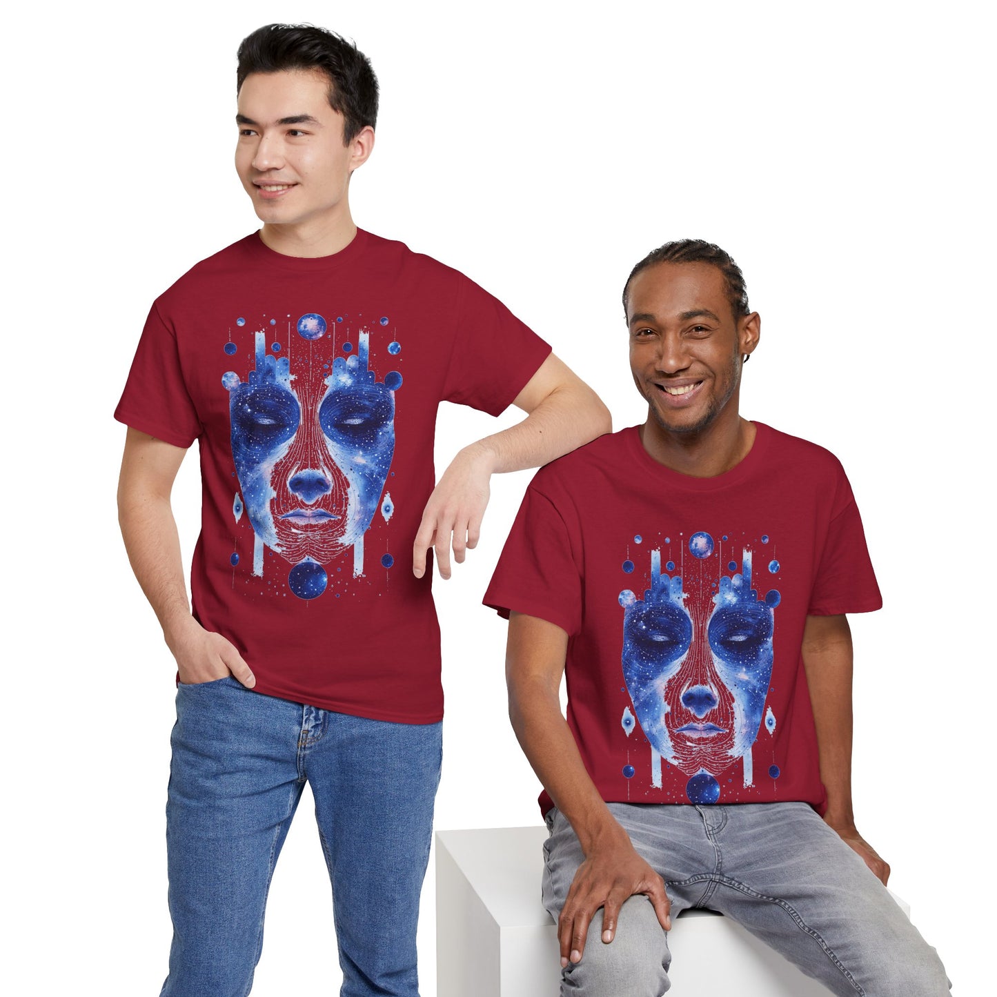 Cosmic Face Galaxy Graphic Space Art Tee Shirt *Multiple Colors*