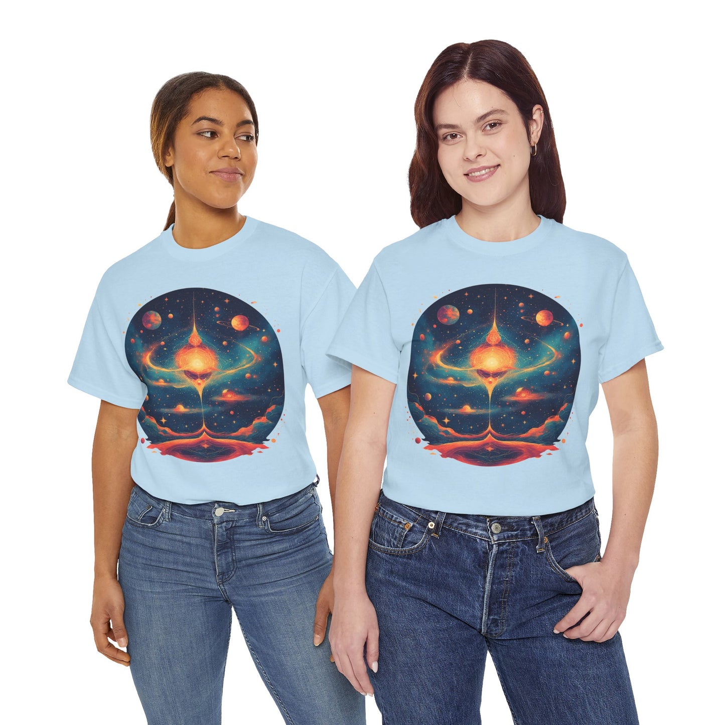 Round Galaxy w/Planets Graphic Tee Shirt *Multiple Colors*