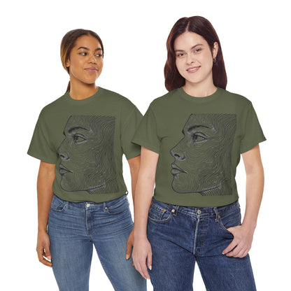 Human Face Profile Line Drawing Graphic Art Tee Shirt