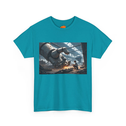 Anime Robot Workshop w/Worker & Giant Mech T-Shirt *Multiple Colors*