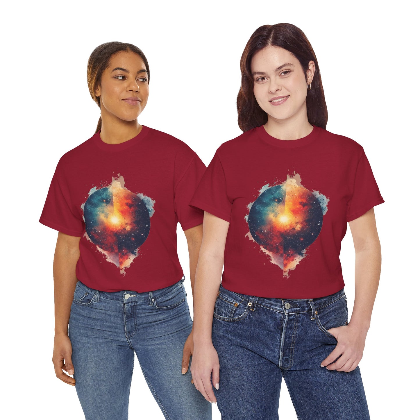 Round Galaxy w/Nebula Graphic Art Tee Shirt *Multiple Colors*