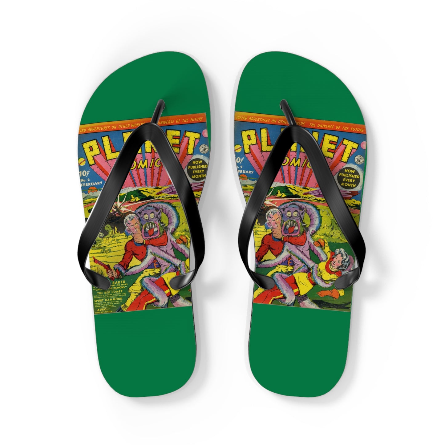 Planet Comics #2 Flip Flops Green *Multiple Sizes Available*