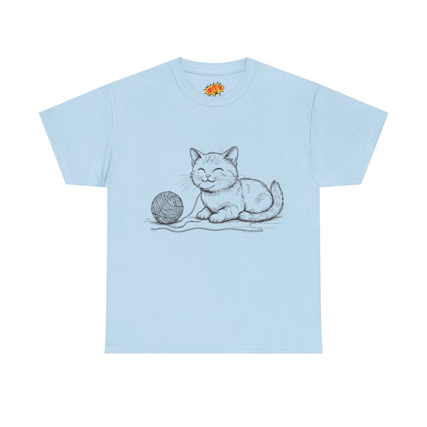 Cat w/Yarn Ball Line Drawing Tee Shirt *Multiple Colors*