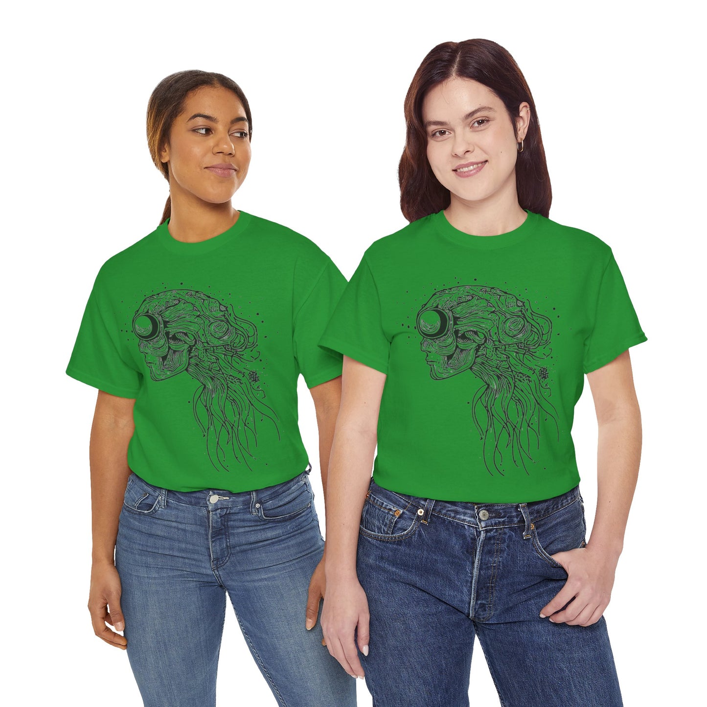 Humanoid Line Drawing Face Graphic Art Tee Shirt *Multiple Colors*