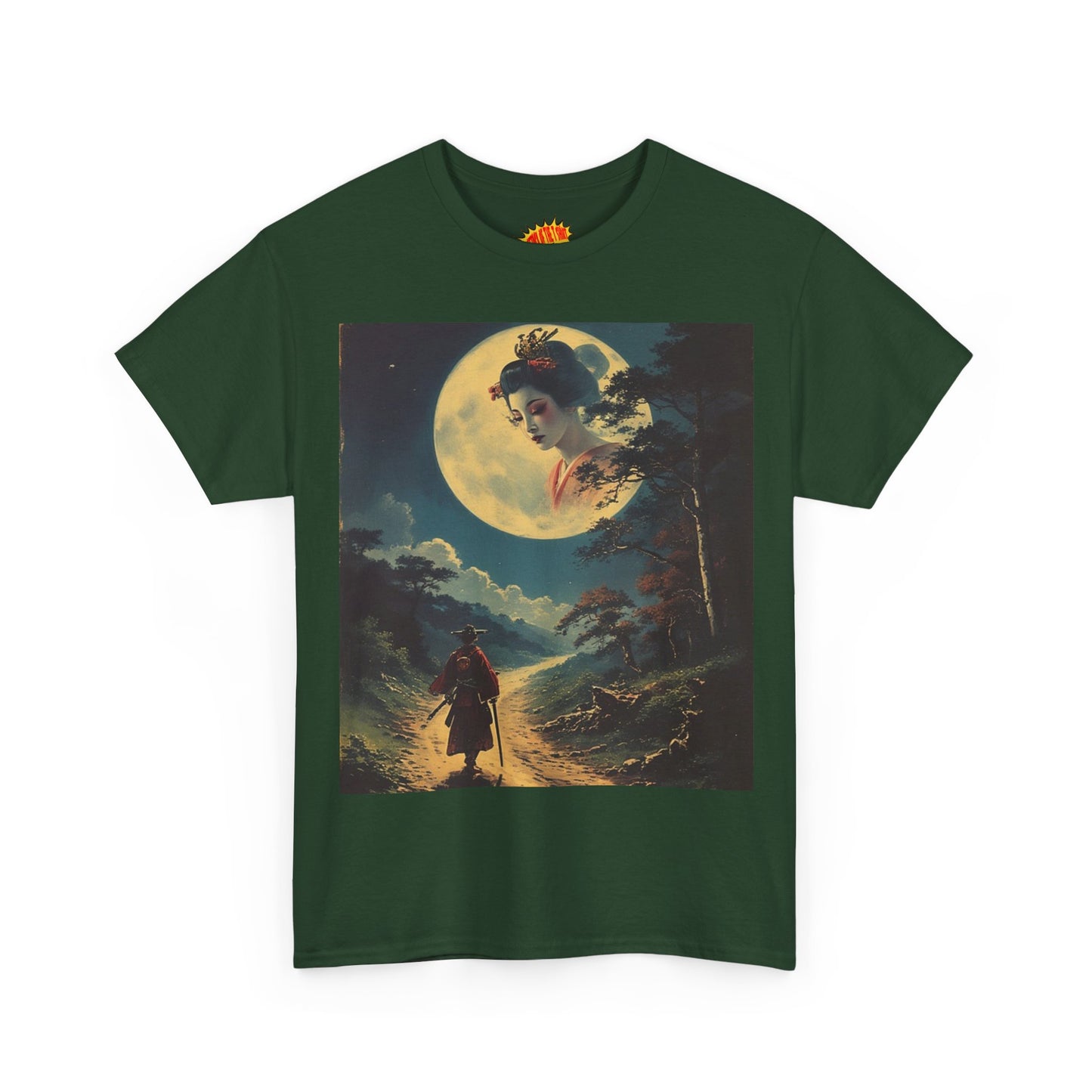 Travelling Samurai w/Full Moon Geisha T-Shirt *Multiple Colors*