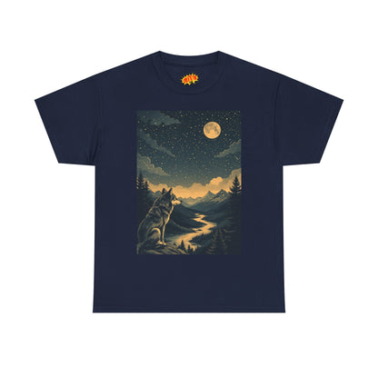 Mountain Wolf with River & Full Moon T-Shirt