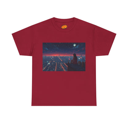Neon City Anime Night Scene w/Cats T-Shirt