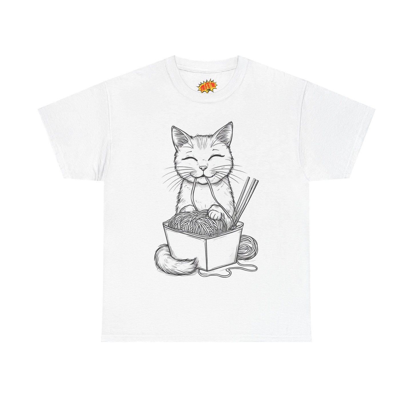 Cat w/Noodles Drawing Art Tee Shirt *Multiple Colors*