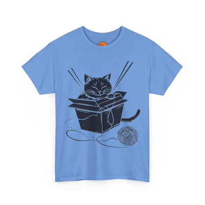 Black Cat w/Box + Yarn Ball Art Drawing Tee Shirt