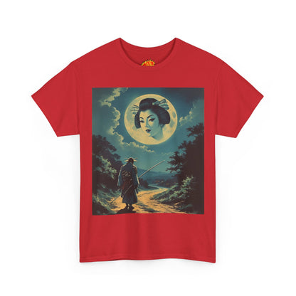 Travelling Samurai w/Full Moon Geisha Woman T-Shirt