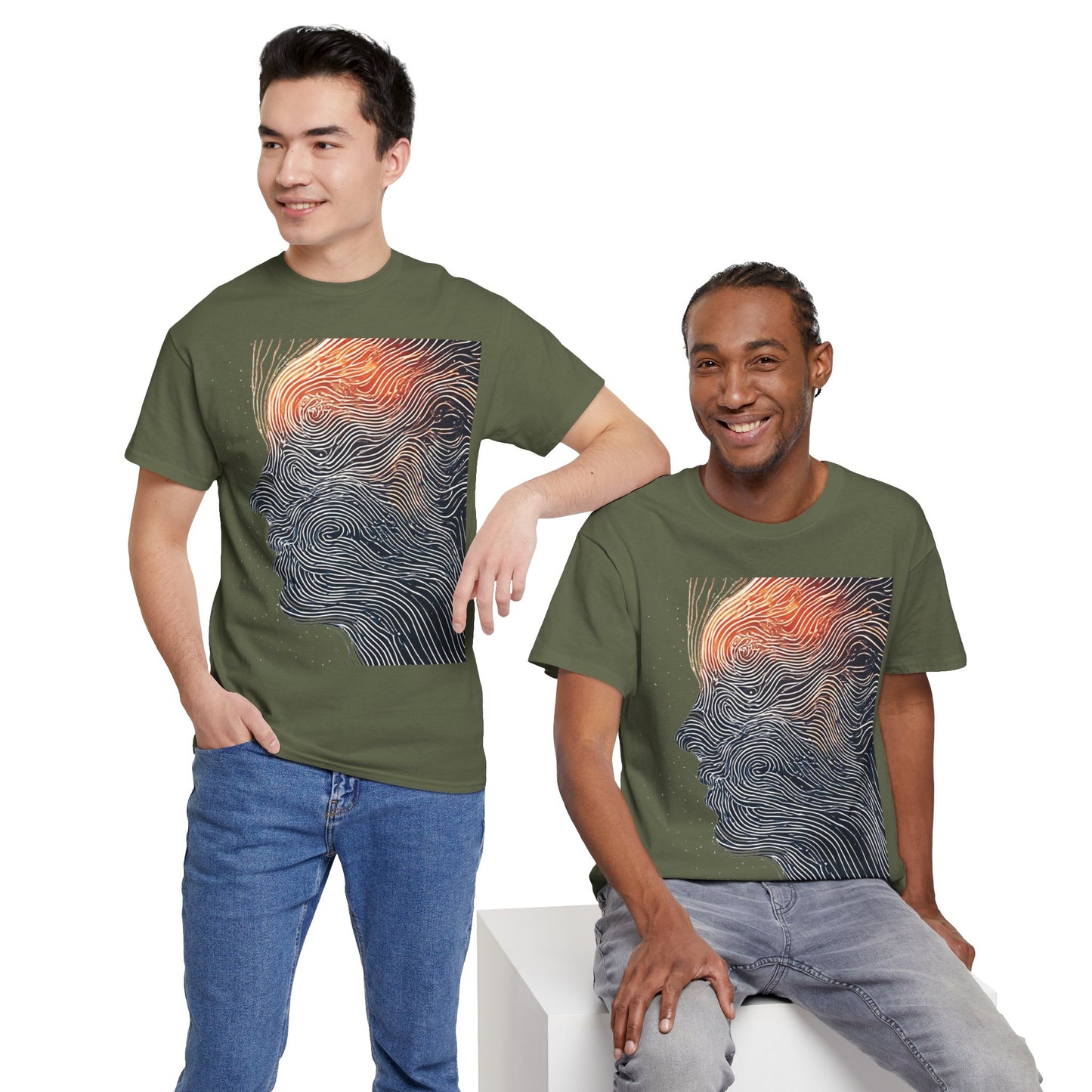 Line Drawing Face Graphic Art Tee Shirt *Multiple Colors*