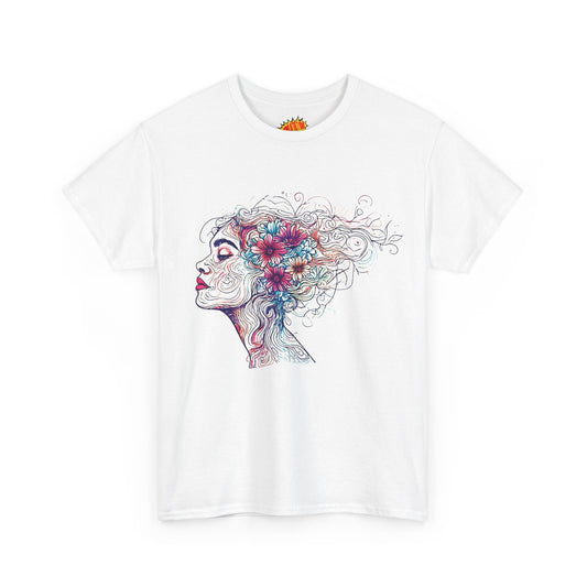 Colored Line Drawing Graphic Face Art Tee Shirt *Multiple Colors*