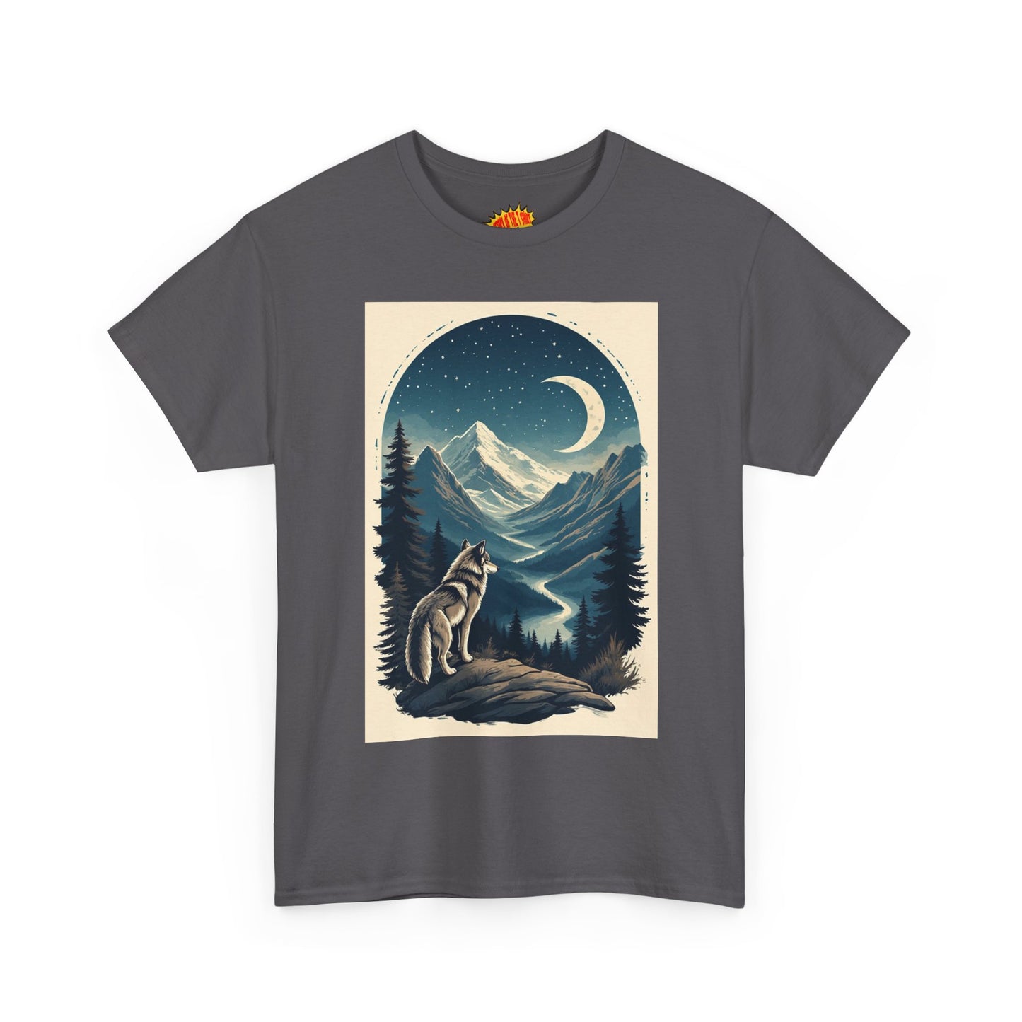 Wolf with Crescent Moon Scene T-Shirt *Multiple Colors*