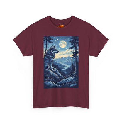 Blue Wolf with Full Moon Scene T-Shirt