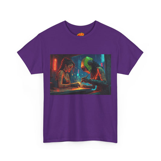 Cyberpunk Ladies Repair Shop Scene T-Shirt *Multiple Colors*