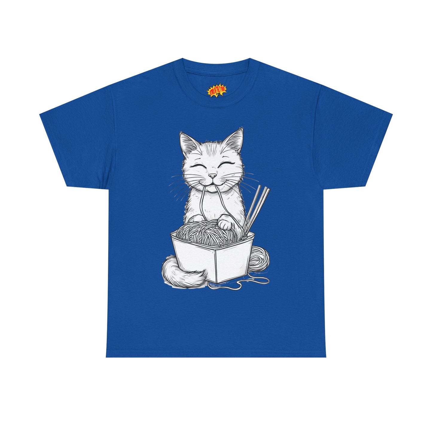 Cat w/Noodles Drawing Art Tee Shirt *Multiple Colors*