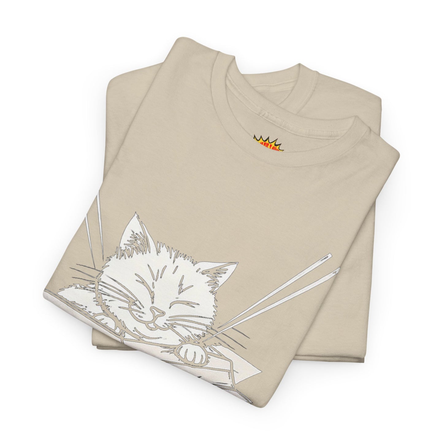 Cat w/Box + Yarn Ball Art Drawing Tee Shirt *Multiple Colors*
