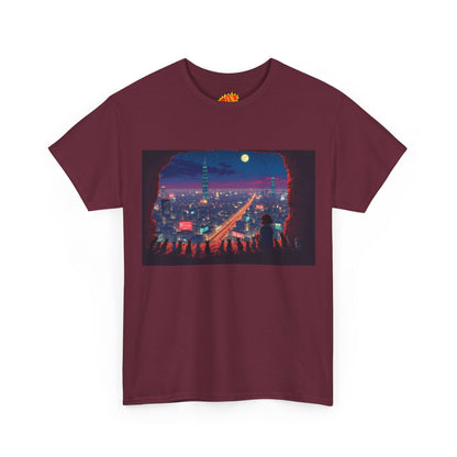 Anime Neon Cityscape Scene w/Cats T-Shirt