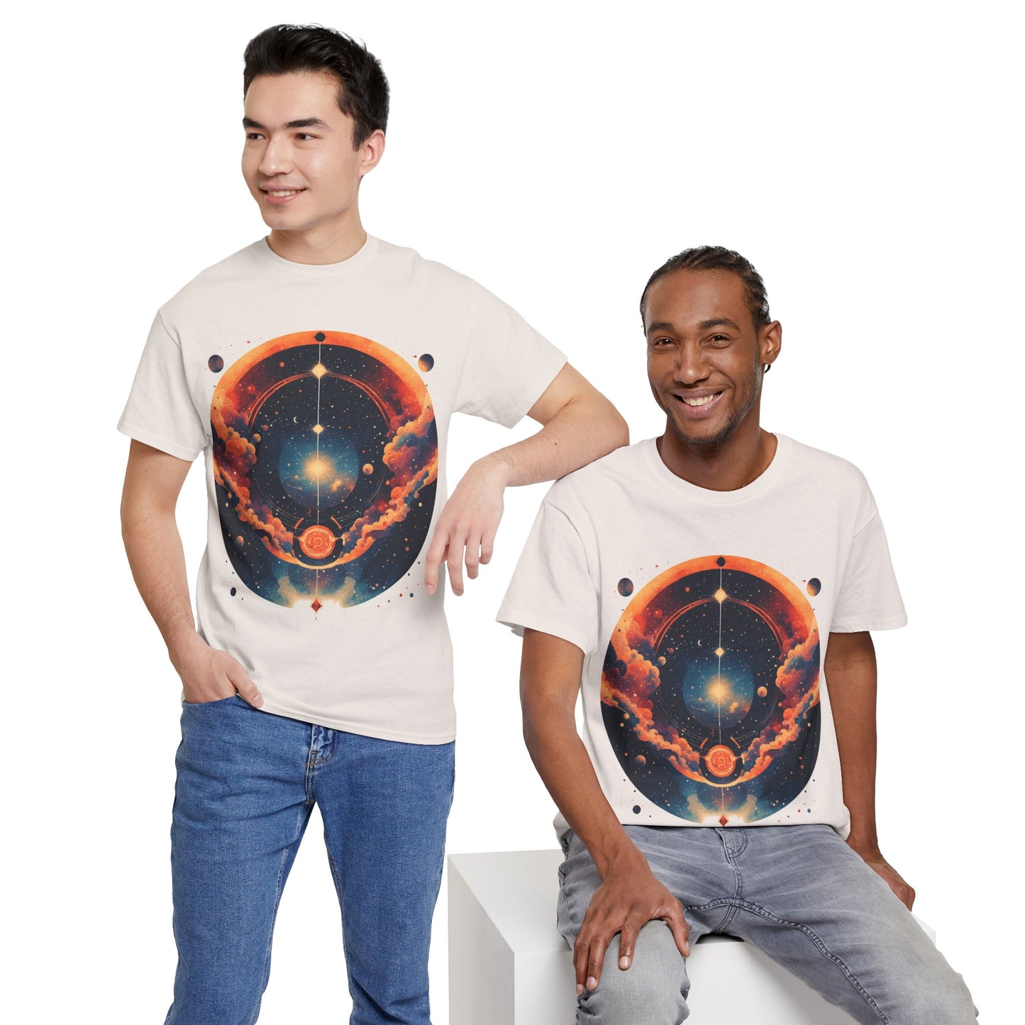 Round Galaxy Graphic Tee Shirt *Multiple Colors*