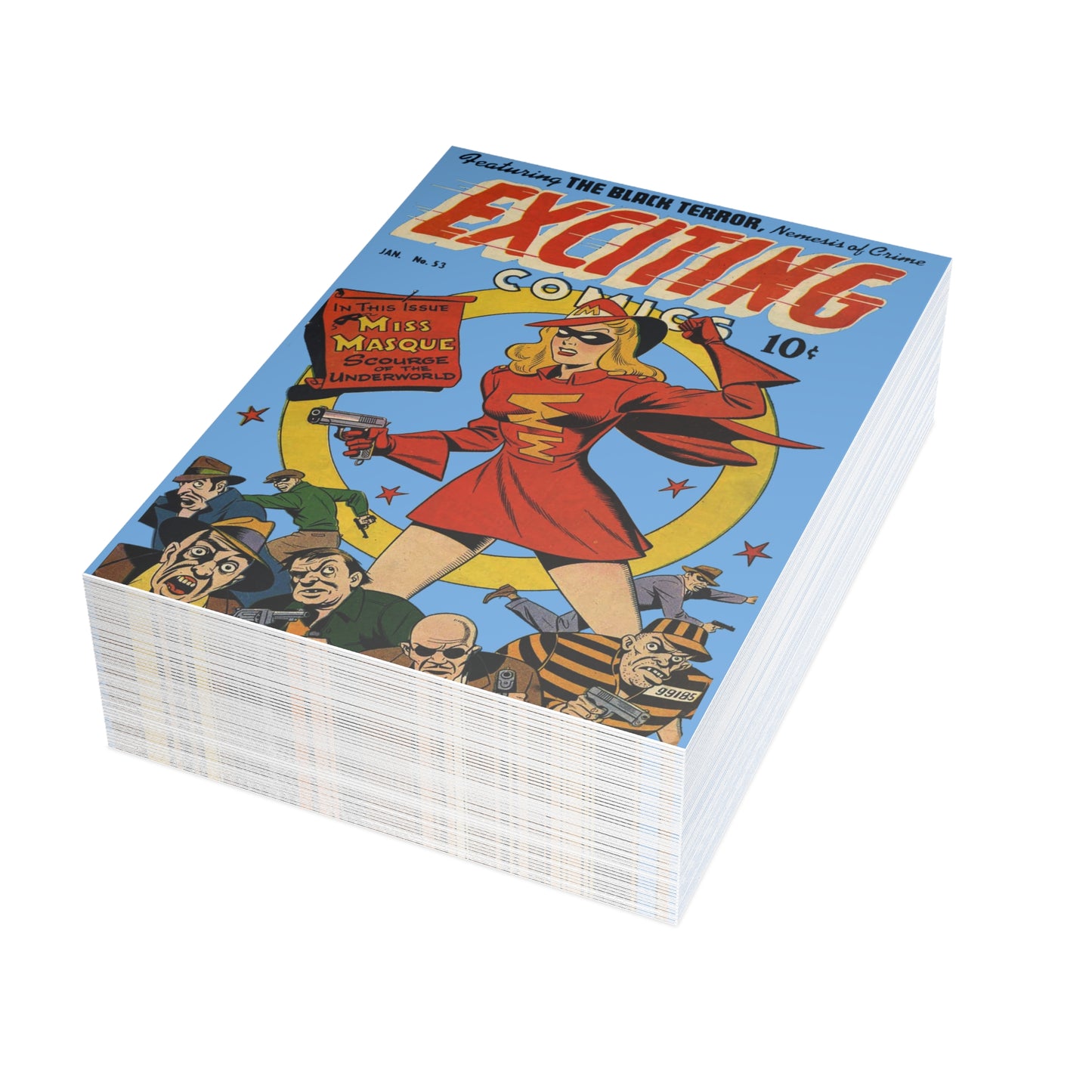 Exciting Comics #53 Feat. Miss Masque Postcards w/Envelopes