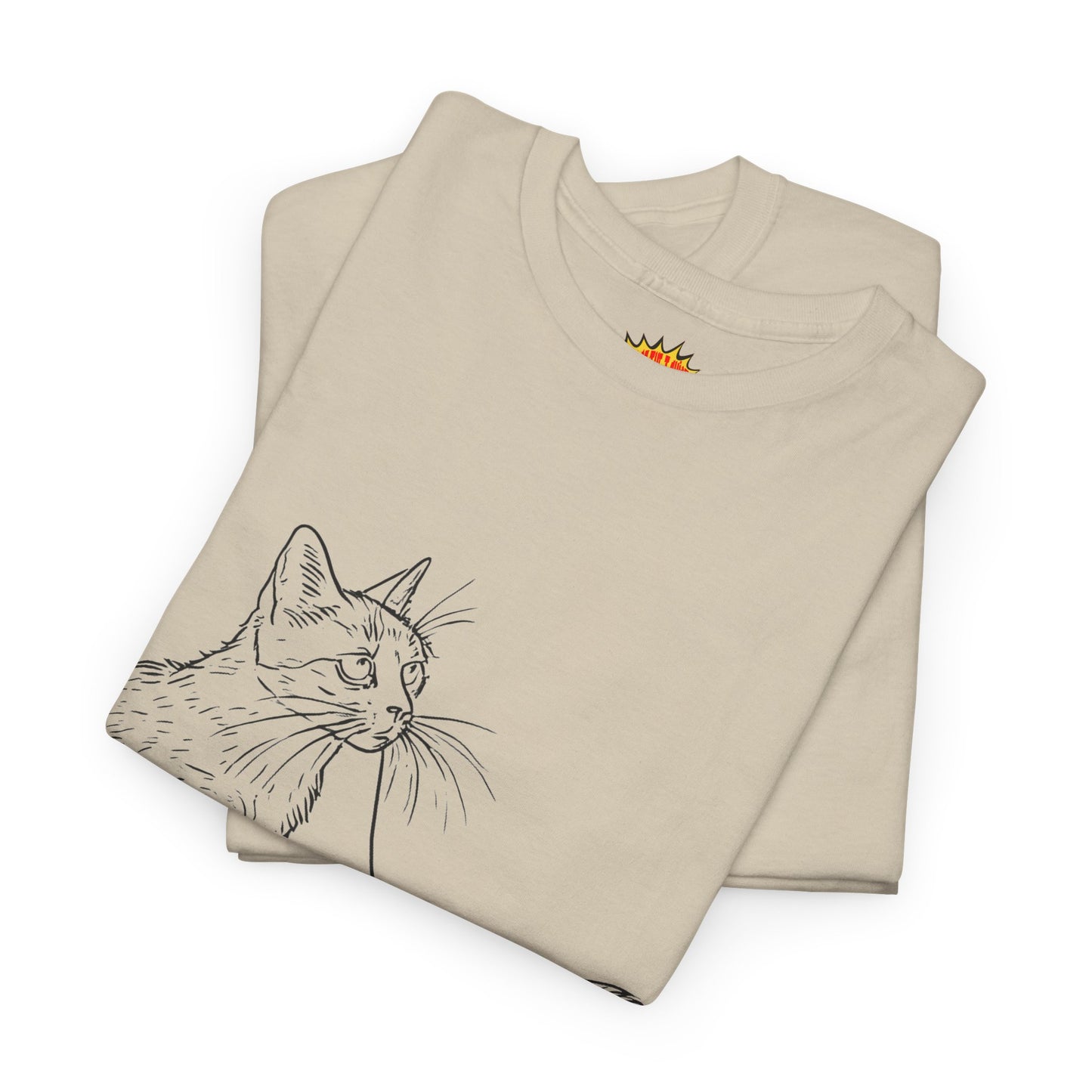 Cat w/Yarn Line Drawing Art Tee Shirt *Multiple Colors*