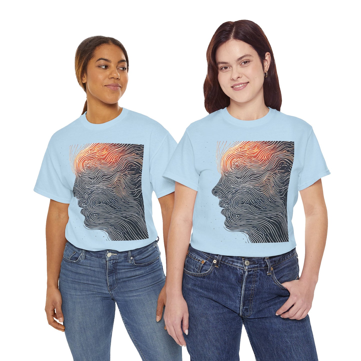 Line Drawing Face Graphic Art Tee Shirt *Multiple Colors*