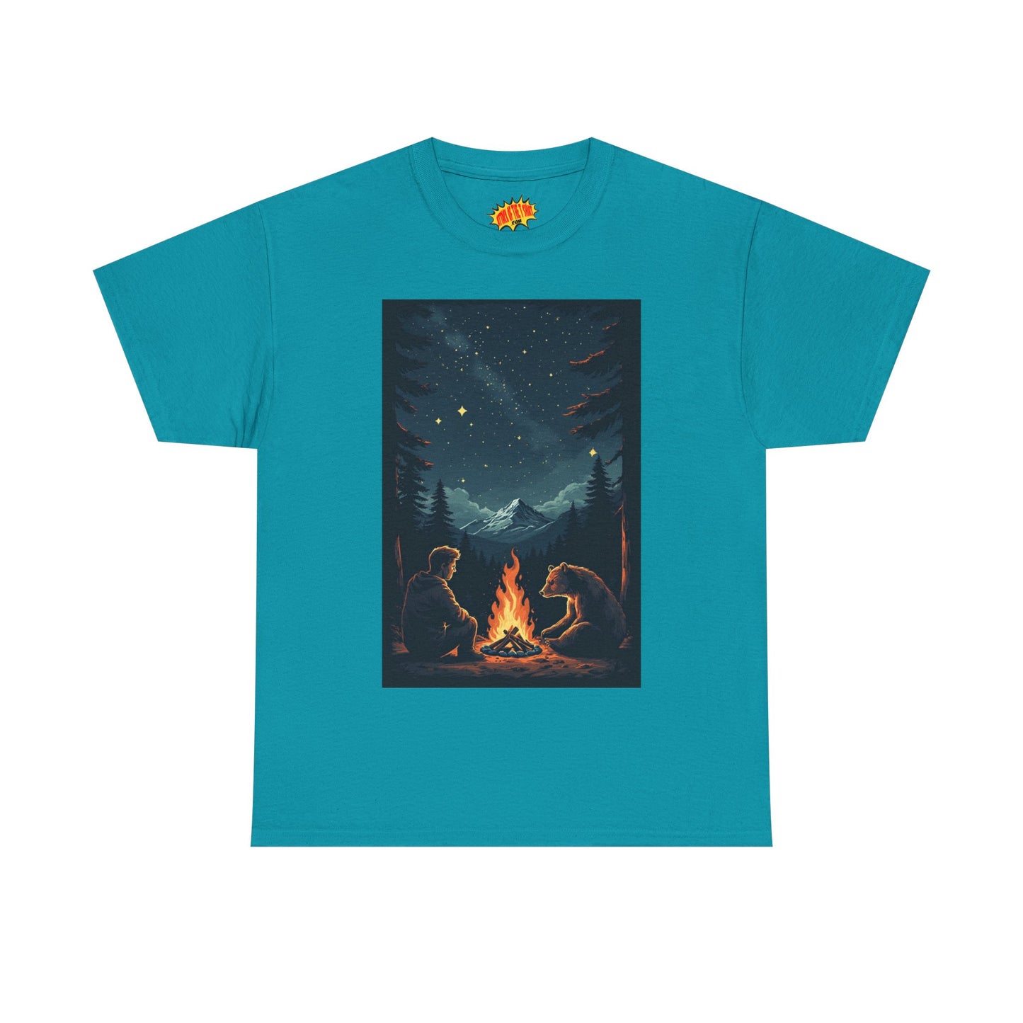Mountain Man w/Bear Campfire Scene T-Shirt *Multiple Colors*