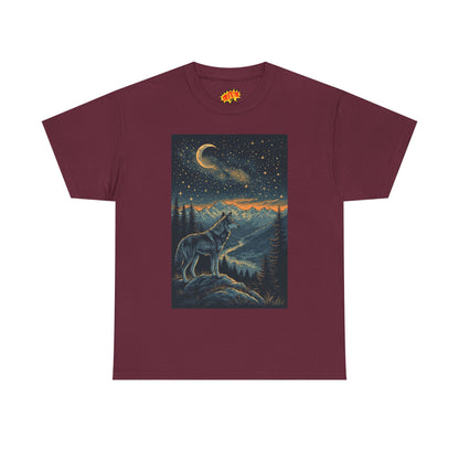 Mountain Wolf Sliver Moon Scene T-Shirt