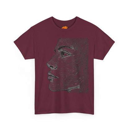 Human Face Profile Line Drawing Graphic Art Tee Shirt