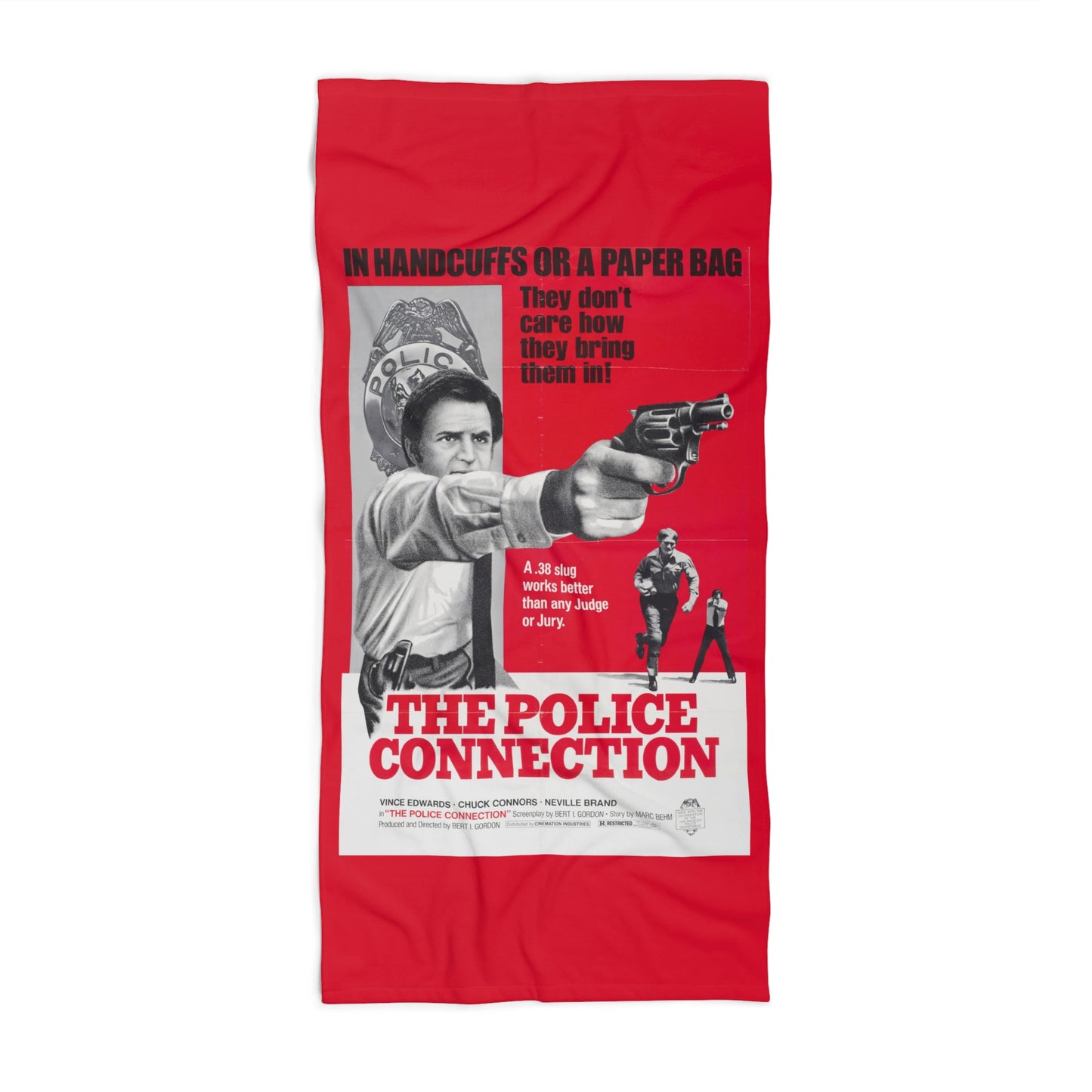 The Police Connection Retro Movie Poster Vintage Style Red Beach Towel 2 Sizes
