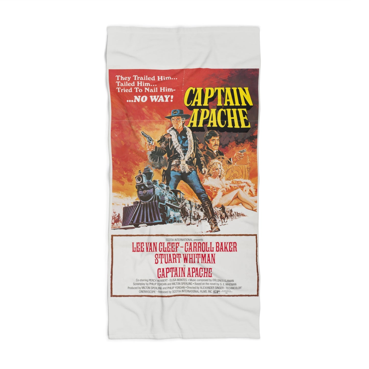 Captain Apache Vintage Movie Poster Beach Towel | Retro Western Movie Art Towel