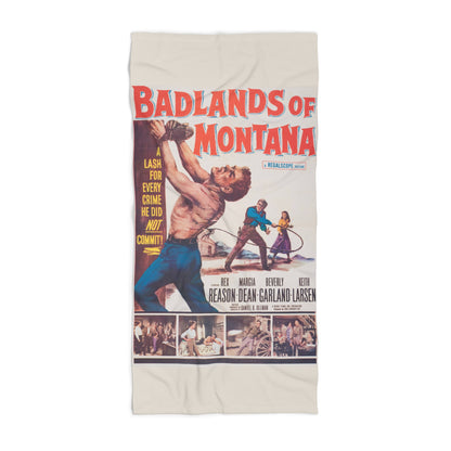 Badlands of Montana Vintage Movie Poster Beach Towel | Vintage Retro Western Art