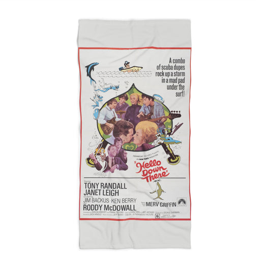 Hello Down There Vintage Movie Poster Beach Towel | Retro Art Towel 2 Sizes