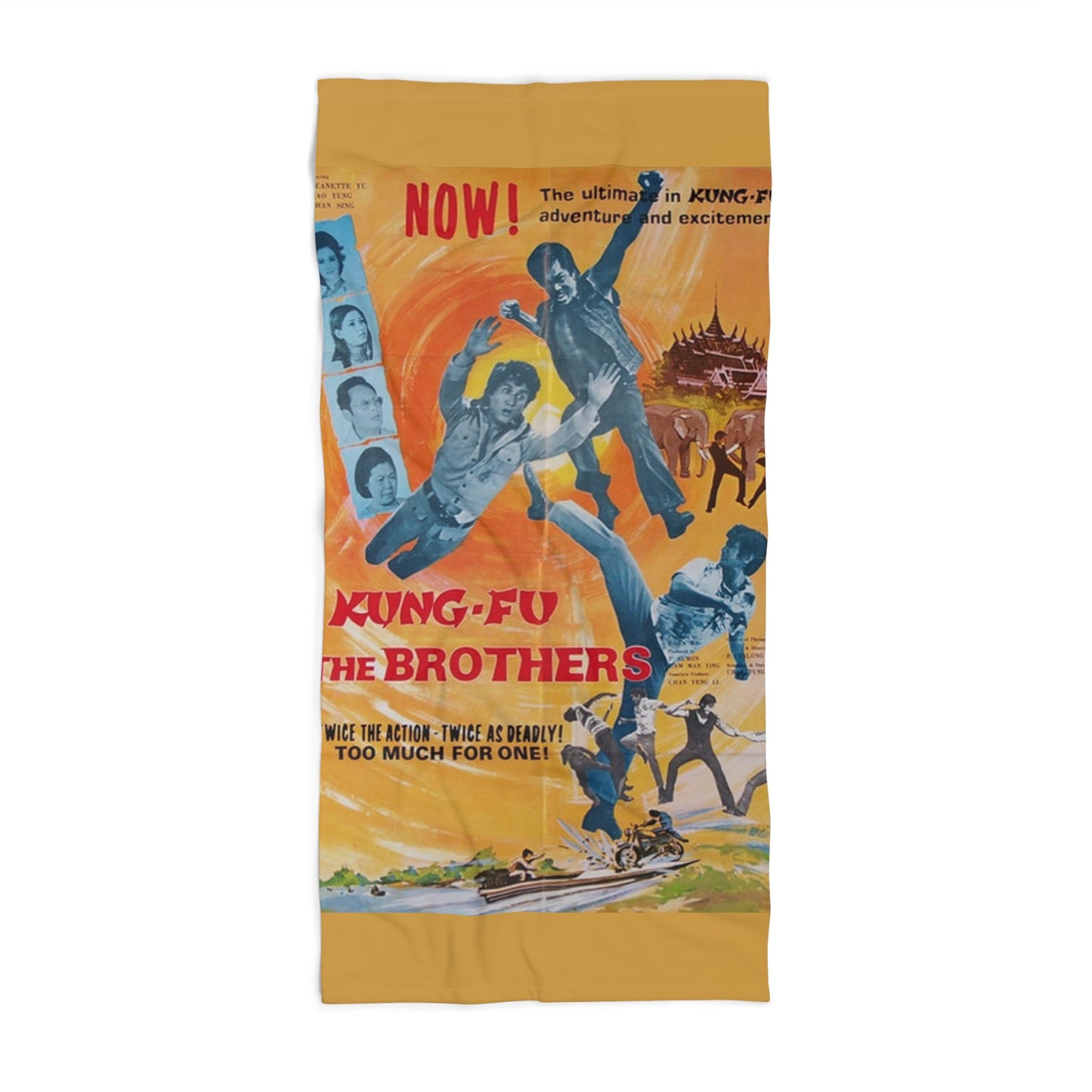 Kung-Fu The Brothers Vintage Movie Poster Beach Towel | Retro Kung-Fu Art Towel