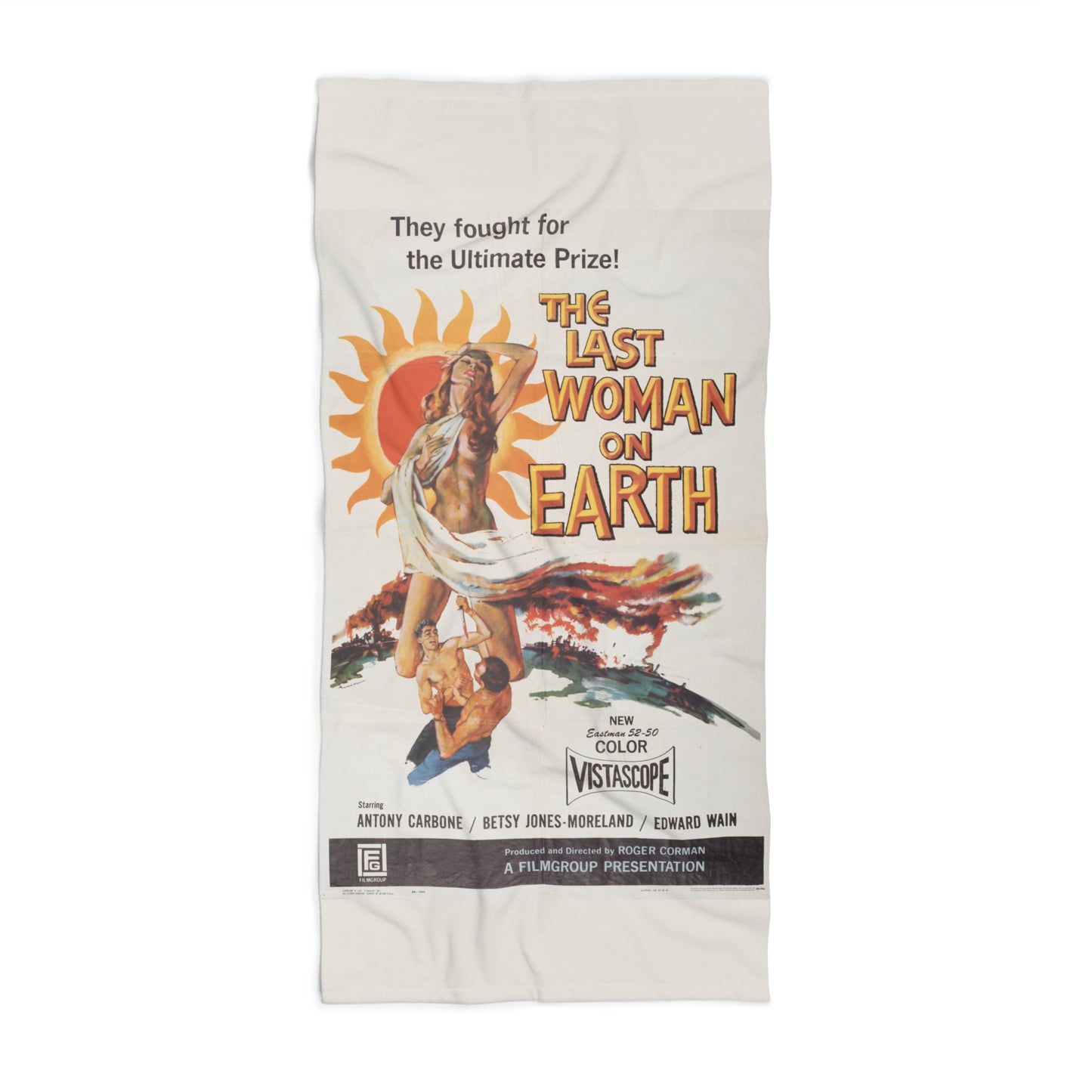 The Last Woman on Earth Retro Movie Poster Beach Towel  Vintage Movie Poster Art