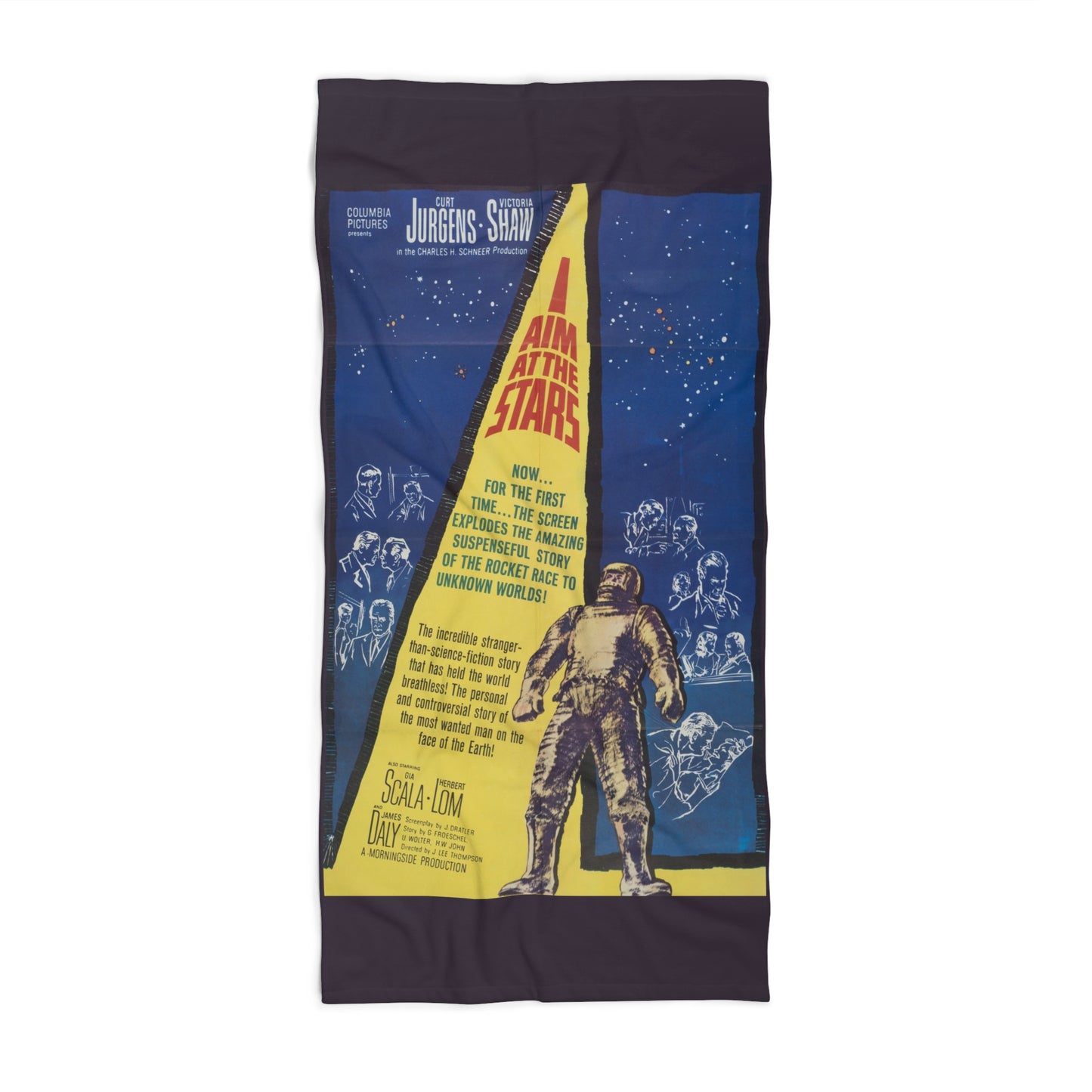 I Aim at the Stars Vintage Sci-fi Movie Poster Beach Towel | Retro Beach Towel