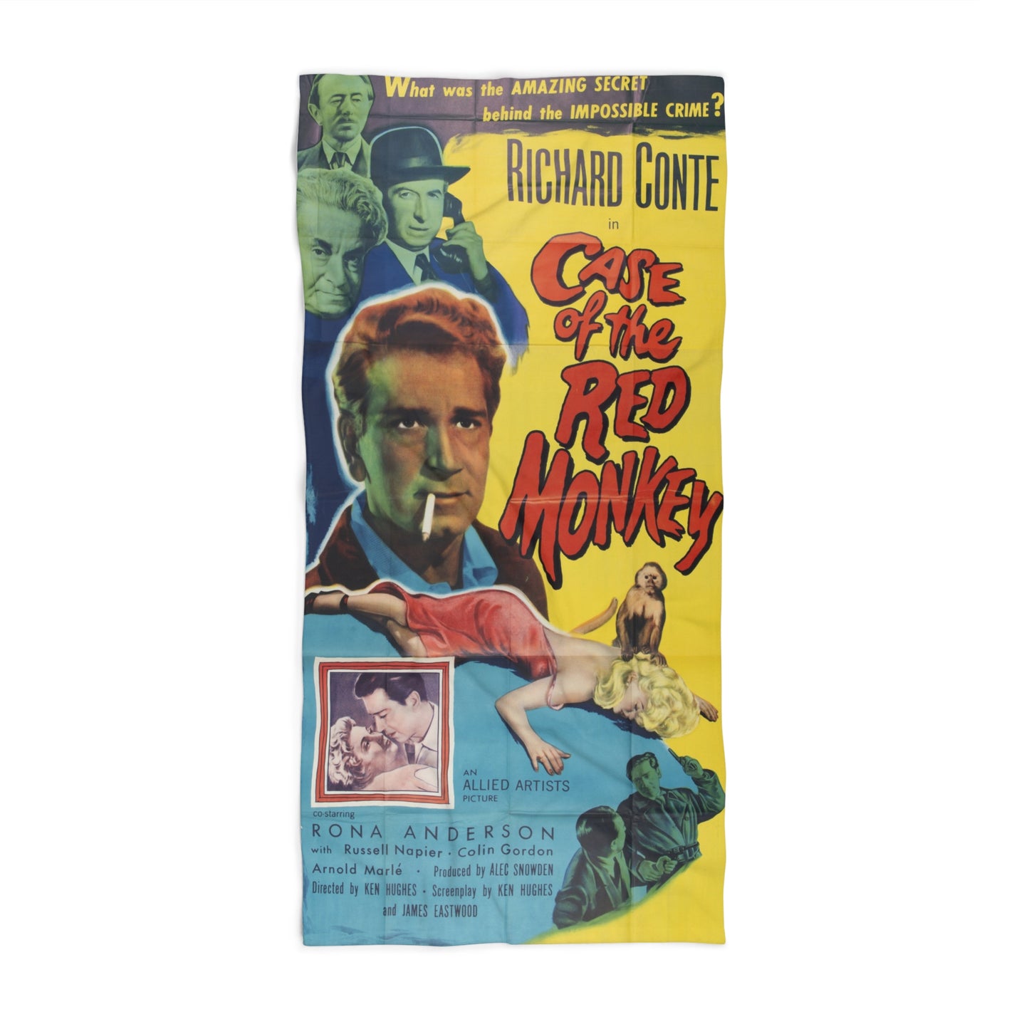 Case of the Red Monkey Movie Poster Beach Towel | Retro Movie Poster Art Towel