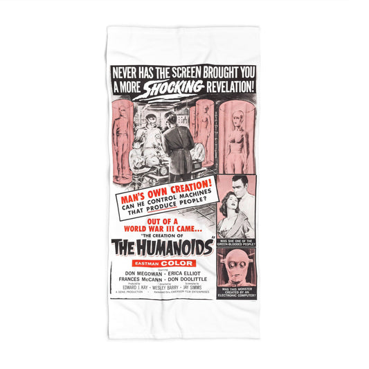 Creation of The Humanoids Vintage Sci‑Fi Movie Poster Art Beach Towel