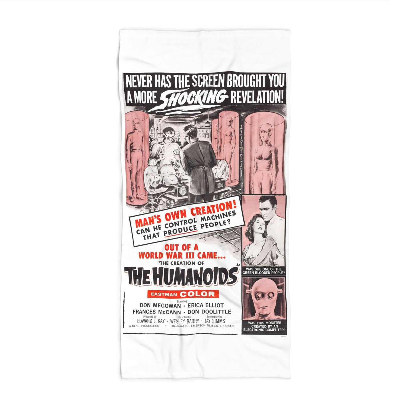 Creation of The Humanoids Vintage Sci‑Fi Movie Poster Art Beach Towel