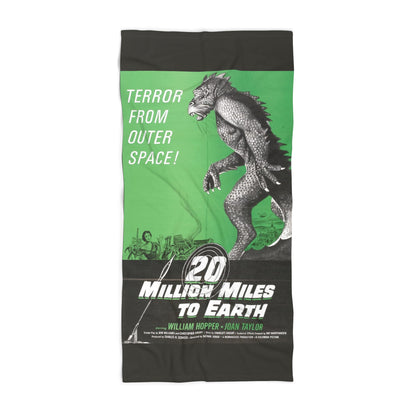 20 Million Miles to Earth Retro Monster Beach Towel | Vintage Movie Poster Art