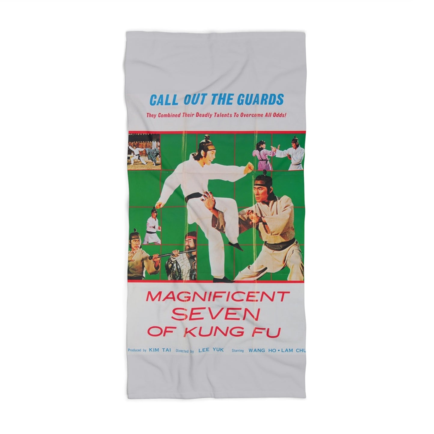 Magnificent Seven of Kung Fu Beach Towel | Vintage Martial Arts Poster Print