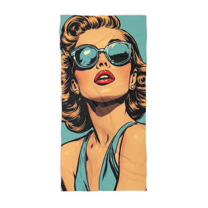Retro Glamour Pop Art Beach Towel | Vintage Style Graphic Art Towel 2 Sizes