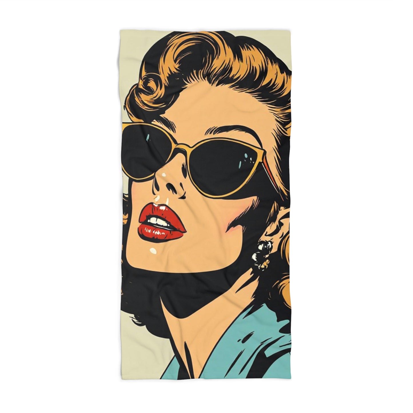 Retro Chic Pop Pinup Art Beach Towel | Vintage Glamour Model Towel 2 Sizes