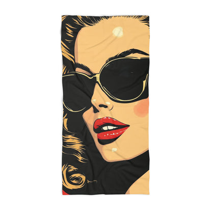 Pop Art Fashion Chic Beach Towel | Glamour Shot Model Art Print Towel 2 Sizes