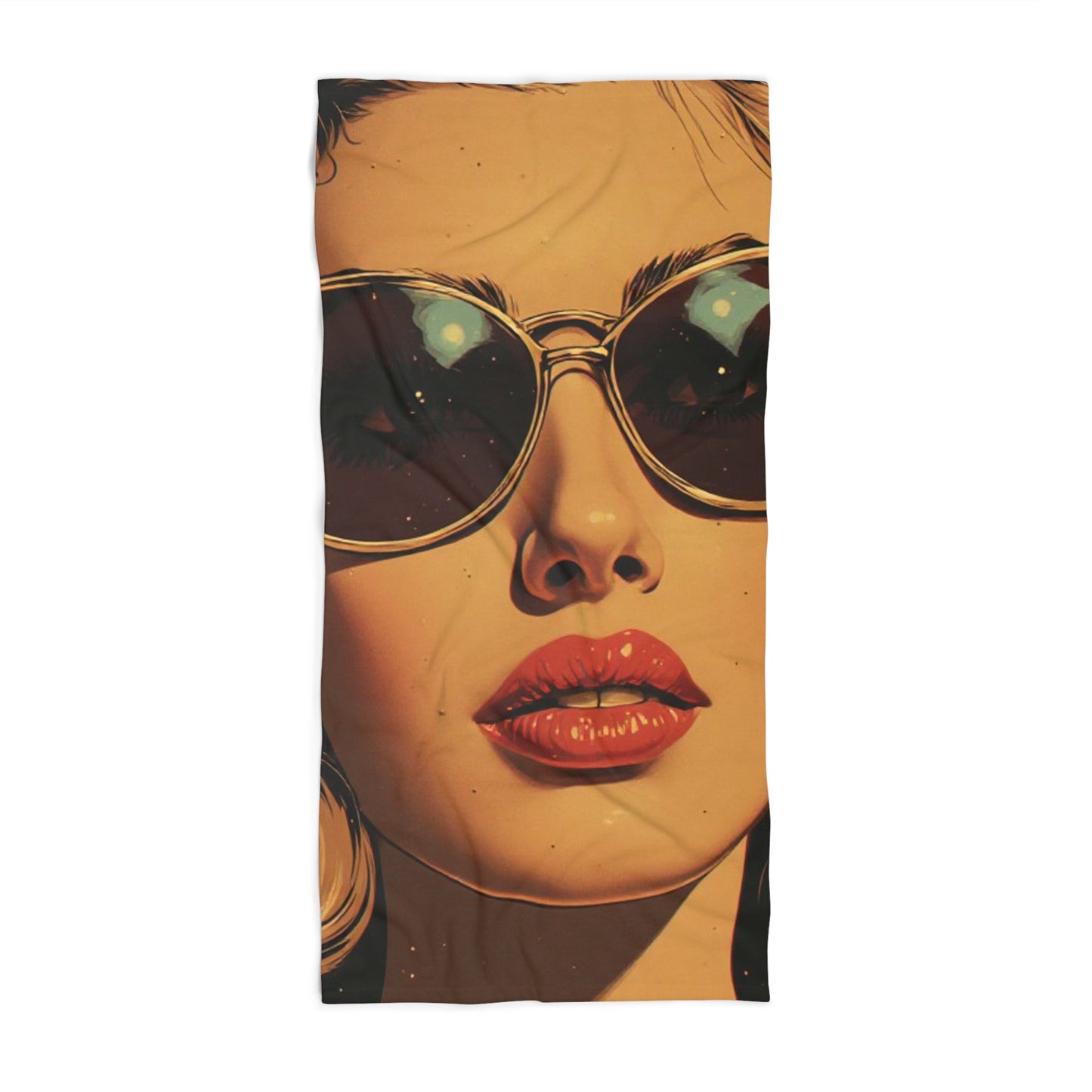 Pop Art Sunglasses Model Beach Towel | Glamour Shot Art Print Towel 2 Sizes