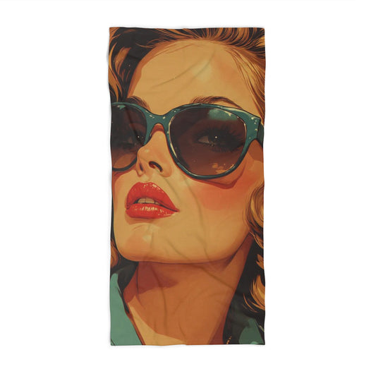 Pop Art Retro Chic Beach Towel | Glamour Shot Model Art Print Towel 2 Sizes