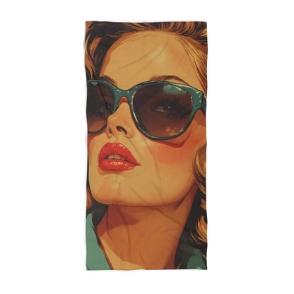 Pop Art Retro Chic Beach Towel | Glamour Shot Model Art Print Towel 2 Sizes