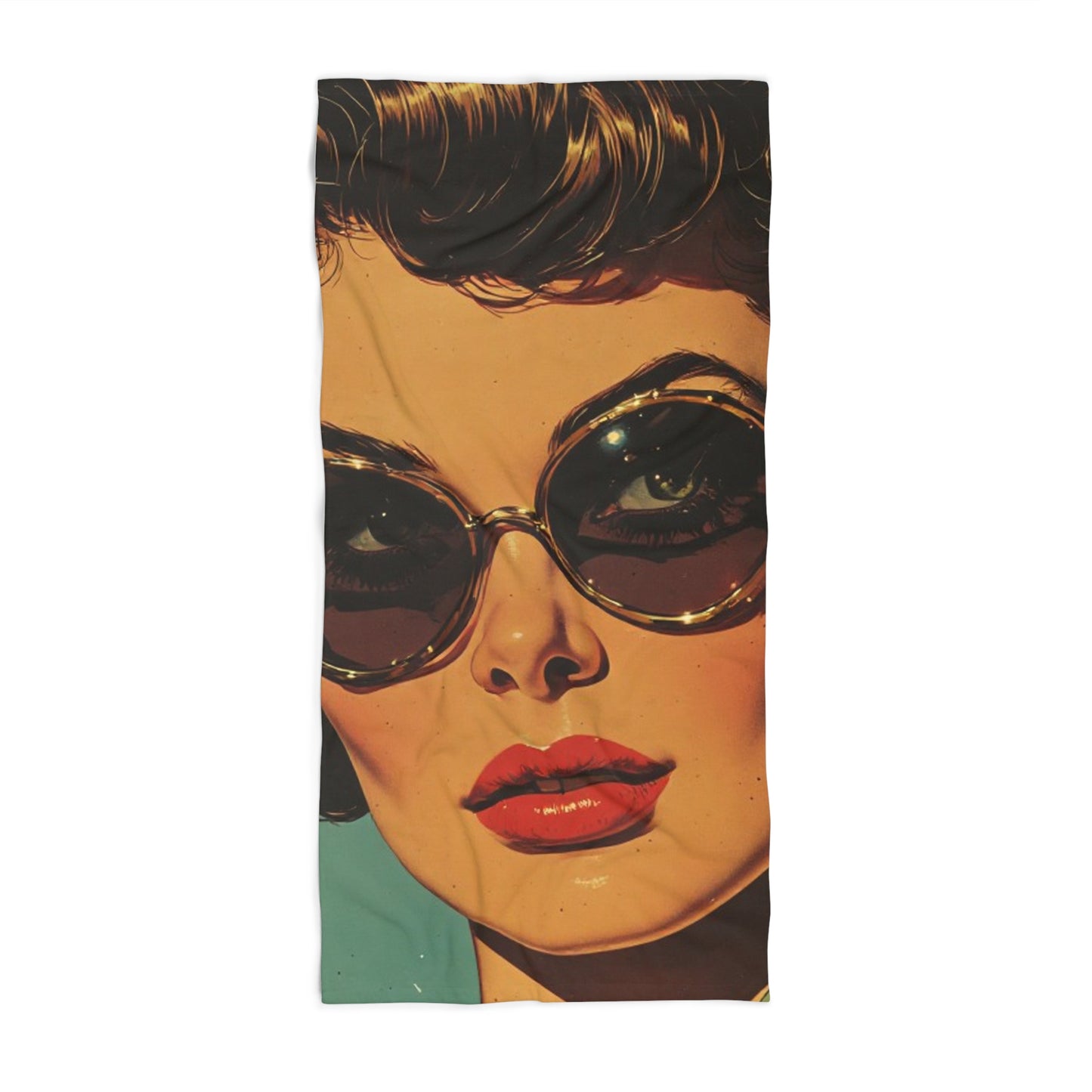 Retro Style Pop Art Beach Towel | Vintage Glamour Model Art Print Towel 2 Sizes